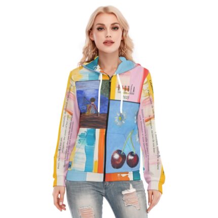 All-Over Print Women's Hoodie With Zipper