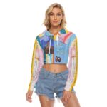 All-Over Print Women's Crop Top Hoodie|Velvet