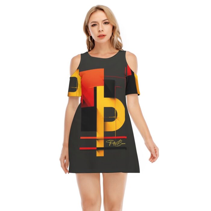 All-Over Print Women's Cold Shoulder Dress | 190GSM Cotton – Image 1