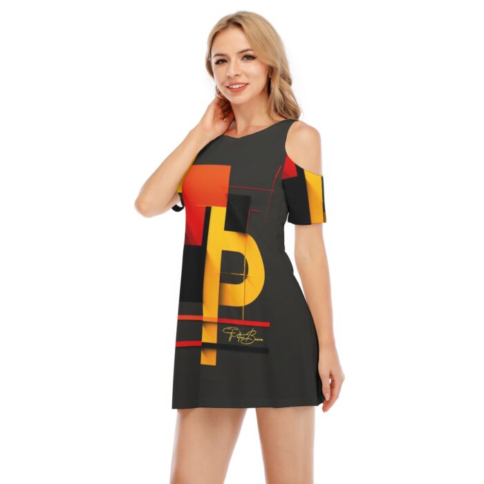 All-Over Print Women's Cold Shoulder Dress | 190GSM Cotton – Image 3